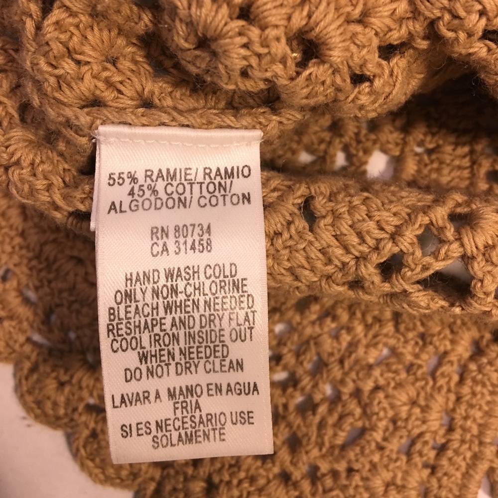 BCBG Brown golden crochet buttoned top cardigan - Picture 4 of 7